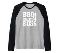 BBQ Like a Boss Grilling Enthusiast Humor Raglan Baseball Tee