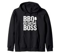 BBQ Like a Boss Grilling Enthusiast Humor Zip Hoodie