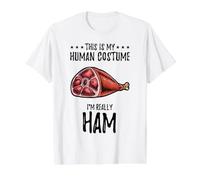 BBQ Lover This is My Human Costume Ham Value Graphic T-Shirt, Men, White, XL