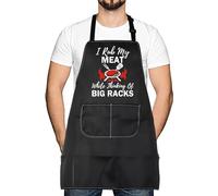 BBQ Lover Waterprof Apron Grill Master Gift I Rub My Meat Waterprof Apron Gifts For Dad (I Rub My Meat)