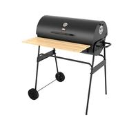 BBQ Master XL Barrel Charcoal BBQ Grill - Large Black Smoker with Thermometer, Wheels, Ash Catcher & Side Vents - Portable Garden Coal Barbecue for Outdoor Cooking (Black, With Shelf)