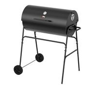 BBQ Master XL Barrel Charcoal BBQ Grill - Large Black Smoker with Thermometer, Wheels, Side Vents - Portable Garden Coal Barbecue for Outdoor Cooking