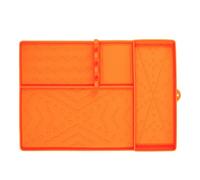 BBQ Mat- 16.14x11.61x0.67 Inches Silicone Heat Resistant Grilling Spatula Mat, Large Drip Protector And Tools Holder | Reusable Non-Slip Outdoor Grill Accessory, Baking Pan 3-Rack Side