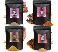 BBQ Meat Rub Seasoning Gift Set | 4 x 50g Dry Rub for Chicken, Pork, Lamb & Beef | Spice Rubs for Grilling, Smoking, Roasting | British Made | No Preservatives | Food Seasoning Kit By House Of Flavour