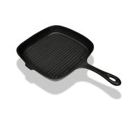 vidaXL Ribbed Cast Iron Grill Pan, Non-Stick 24x23 cm Cooking Surface, Suitable for All Type of Hobs & BBQ, Black, Easy Maintenance, Durable, Compact