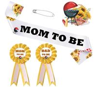 BBQ Pattern Baby Shower Sash, Mom to Be & Dad to Be Corsage Pins Set, Gender Reveal Party Decorations for Expecting Parents