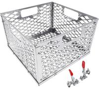 BBQ-PLUS Charcoal Firebox Basket and Smoker Door Clamps for Oklahoma Highland Bandera Longhorn,Charcoal Box,Fire Basket and Latches for Most Offset Smoker Grill,12 W x 12 D x 7.5 H,Stainless Steel
