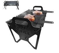 BBQ Portable Charcoal Grills, Foldable Grill Trolley, Outdoor Table Grills, Portable Picnic Grill for Outdoor Garden Party, 40 x 22 x 25 cm, Black