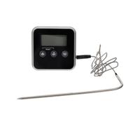 Bbq Probe Grilling Thermometer with Alarm, Large LCD Display | Stainless Steel and ABS Build, Magnet Back, Stand and Hanging Hole, for Kitchen Countertop Use