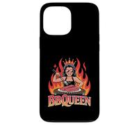 BBQ QUEEN Woman Grilling Crown Flames Backyard Barbecue Case for iPhone 13 Pro Max