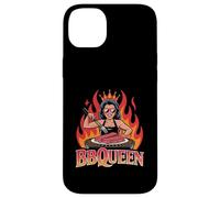 BBQ QUEEN Woman Grilling Crown Flames Backyard Barbecue Case for iPhone 14 Plus