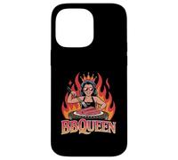 BBQ QUEEN Woman Grilling Crown Flames Backyard Barbecue Case for iPhone 14 Pro Max