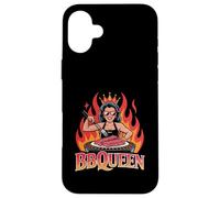 BBQ QUEEN Woman Grilling Crown Flames Backyard Barbecue Case for iPhone 16 Plus