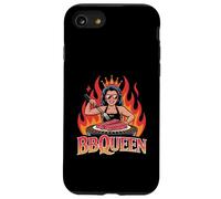 BBQ QUEEN Woman Grilling Crown Flames Backyard Barbecue Case for iPhone SE (2020) / 7/8