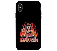 BBQ QUEEN Woman Grilling Crown Flames Backyard Barbecue Case for iPhone X/XS