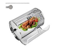 BBQ Rolling Outdoor Wind Up Grill Cage,Rotating Grill Basket,Chicken Wing Basket Automatic Wind Up 360 BBQ Rolling Grill Cage,Stainless Steel Rotating Grill