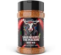 BBQ Rub for Beef by Quasi & Squatch - Sage Against The Machine - Beef Rub (French Red Wine & Sage) Smoked Brisket & Steak Seasoning | Dry Spice for Professional BBQ & Grill | Large Jar 220g