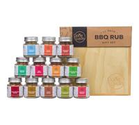 BBQ Rub Gift Set - Spice Gift Set in Premium Wooden Box - Great Grilling Gift for Christmas, Birthday, Father's Day for Him, Dad, Men, or Her - Unique Barbecue Seasonings (Set of 12)