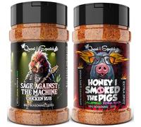 BBQ Rub TWIN PACK by Quasi & Squatch - Sage Against The Machine (Chicken Rub) & Honey I Smoked The Pigs 'Jalapeño Edition' (Pork Rub) X2 | BBQ Seasoning - Two Large Bottles for Barbecue = 440g