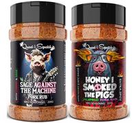 BBQ Rub TWIN PACK by Quasi & Squatch - Sage Against The Machine & Honey I Smoked The Pigs 'Jalapeño Edition' (Pork Rubs) X2 | BBQ Seasoning - Two Large Bottles for Barbecue = 440g