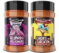 BBQ Rub TWIN PACK by Quasi & Squatch - SlumHog Millionaire (Pork Rub) & Chicken Choker (Chicken Rub) X2 | BBQ Seasoning - Two Large Bottles for Barbecue = 440g