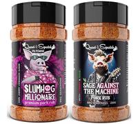 BBQ Rub TWIN PACK by Quasi & Squatch - SlumHog Millionaire & Sage Against The Machine (Pork Rubs) X2 | BBQ Seasoning - Two Large Bottles for Barbecue = 440g