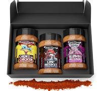 BBQ Rubs Gift Set by Quasi & Squatch - MEAT POWDERS - Smoky Dark Cherry (Pork) Juicy Pineapple (Chicken) & Peppery Red Wine (Beef) | Gourmet Spices for Grill, Smoker & Gifts for Men | Large Jar 3-Pack