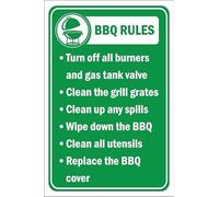 BBQ rules - 1mm flexible Plastic sign (300mm x 200mm)