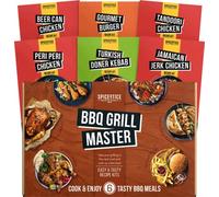 BBQ Seasoning, Rub & Marinades 6 Pack Gift Set - Includes Tandoori Chicken, Peri Peri, Beer Can Chicken, Jamaican Jerk, Turkish Doner & Gourmet Burger - 6 Handcrafted Premium BBQ Spice Cooking Kits
