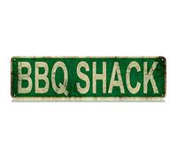 BBQ Shack sign Retro Aluminum Metal Sign for Street Home Office Garden Decor 4x16 Inch