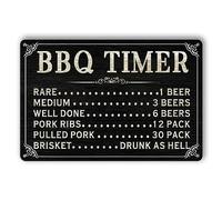 BBQ Signs for Outside BBQ Timer Tin Sign Funny Metal Kitchen Signs Backyard Outdoor Signs for Patio Bar Wall Decor BBQ Grill Sign Gifts 8x6 Inch