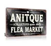 Bbq Signs Outdoor Antique & Collectibles Flea Market Open Daily. Tin Sign Bedroom Door Sign Bar For Man Cave(20X30CM)