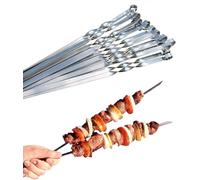 BBQ Skewers Extra Strong Stainless Steel BBQ Skewers for Meat, Shish Kebab, Kebab and Vegetables, 10 Pack (23.6 inch)