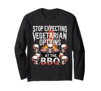 BBQ Skull Stack Charred Gothic Meatfest Top Long Sleeve T-Shirt