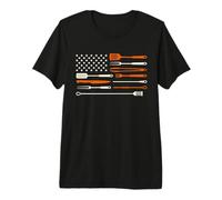 BBQ Smoker Barbecue Chef Grilling Tools USA Flag Pit Master Premium T-Shirt
