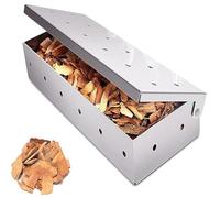 BBQ Smoker Box for Smoking, Stainless Steel BBQ Grilling Smoky Flavor Grilled Meat and Fish for Gas, Electric Or Charcoal BBQ Grill, for Outdoor Cooking