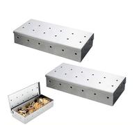 BBQ Smoker Box for Wood Chips, Heavy Duty Stainless Steel Grilling Accessories for Infusing Smoky Flavor into Meat and Fish, Smoke Box for Gas Charcoal Electric Grill