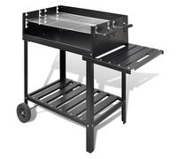BBQ Stand Charcoal Barbecue 2 Wheels Outdoor Pedestal Grill Smoker vidaXL