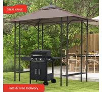 OUTSUNNY 2.5x1.5m BBQ Tent Canopy Patio Outdoor Awning Gazebo Sun Shelter in Brown Outsunny Brown