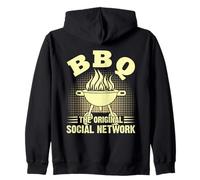 BBQ The Original Social Network Campfire Barbeque Grilling Zip Hoodie