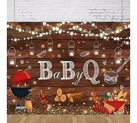 BBQ Theme Party Photography Backdrop Rustic Wooden Board White And Red Lattice Background Barbecue Baby Shower Banner Decor 250x180CM