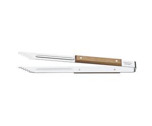 BBQ Tongs by Tramontina - Stainless Steel, Wooden Handles, Riveted