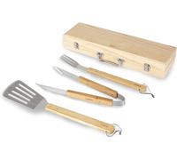 BBQ Tools Set Tower T932005 4 Piece Wooden Storage Box Stainless Steel