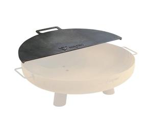BBQ-Toro Carbon Steel Grill Plate for Diameter 60 cm Fire Bowls, Semicircular with Handle, Grey, Grill Attachment for Fire Bowl, Fire Plate, Grill Plate, Fire Barrel, Fire Bowl Accessories, Fire