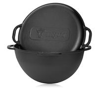 BBQ-Toro cast iron Kazan with lid | 19 litres | Traditional cast iron pot | Kazan with round base | Grill wok, preseasoned | Casserole for cooking, braising, frying, deep-frying