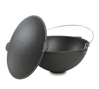 BBQ-Toro Cast Iron Kazan with Lid | 27 Litres | Traditional Cast Iron Pot | Kazan with Flattened Base | Grill Wok Preseasoned Pre-seasoned | Casserole Pot for Cooking, Braising, Roasting, Frying