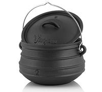 BBQ-Toro cast iron Potjie | Cast iron witch pot | 6 litres without feet | Dutch oven | Couldron cookware | Preseasoned African Potjie with lid | Braising Dutch oven