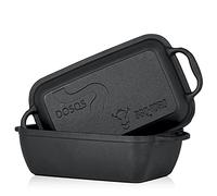 BBQ-Toro Cast Iron Roasting Dish with Lid 4.5 Litres 2-in-1 Cast Iron Pan + Dutch Pot Bread Baking Mould with Lid Cast Roasting Dish Large Fire Pot Square Pan for Grill, Oven