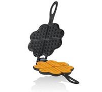 BBQ-Toro Cast Iron Waffle Iron Heart Shape | Double Waffle Maker with 2 Handles Ø 15 cm | Pre-seasoned Heart Mold | Outdoor Cooking, Camping Baker