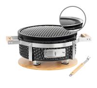 BBQ-Toro Ceramic Table Grill, Round, Diameter 29.5 cm, Japanese Grill with Wooden Base, Hibachi Grill, Ceramic Grill, Charcoal Grill, Table Grill without Electricity, Japanese Raclette, Balcony Grill
